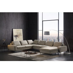 Divani Casa Cascade - Modern Beige Fabric U Shaped Sectional Sofa