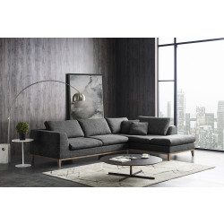 Divani Casa Hickman - Modern Dark Grey Fabric Right Facing Sectional Sofa
