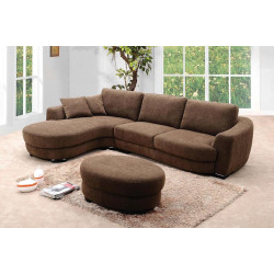 0874 - Brown  Fabric Sectional Sofa Set