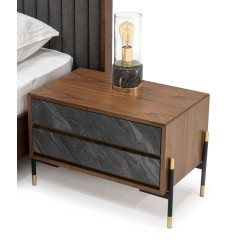 Nova Domus Metcalf - Mid-Century Walnut & Grey Nightstand