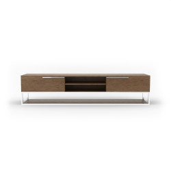 Modrest Heloise - Modern Walnut and Stainless Steel TV Stand