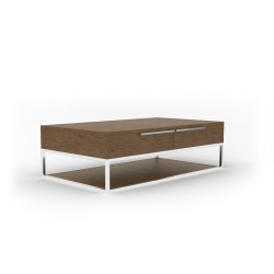 Modrest Heloise - Modern Walnut and Stainless Steel Coffee Table