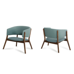 Dante - Modern Blue Fabric & Walnut Accent Chair (Set of 2)