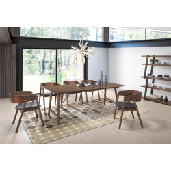 Modrest Oritz Mid-Century Modern Walnut Dining Set