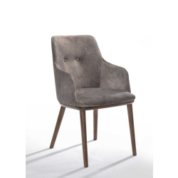 Modrest Theresa Modern Grey & Walnut Dining Chair (Set of 2)