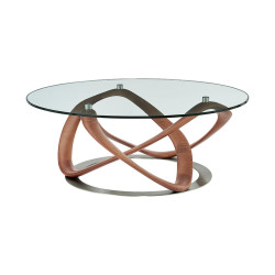 Modrest Michele - Modern Glass + Walnut Coffee Table