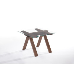 Modrest Maddox Modern Glass & Walnut End Table