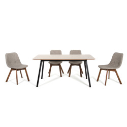 Modrest Laken Modern Walnut & Black Dining Table
