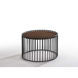 Modrest Bronson Modern Walnut & Black Round End Table