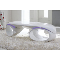 Modrest Tron - Contemporary Glossy White Coffee Table with LED Lights