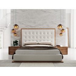 Modrest Amberlie - White Vegan Leather & Walnut Bed