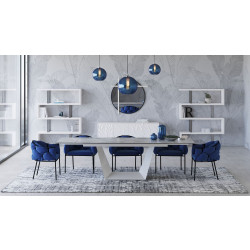 Modrest Baldwin - Modern White Ceramic Extendable Dining Table