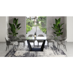 Modrest Bronwin - Modern Glass & Black Metal Extendable Dining Table