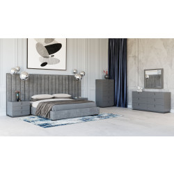 Modrest Buckley - Grey & Black Stainless Steel Bedroom Set