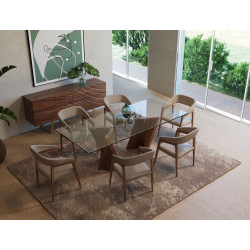 Modrest Corbin Modern Walnut & Glass Dining Table