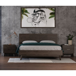 Modrest Daisy Mid-Century Dark Acacia Bed