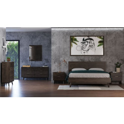 Modrest Daisy - Mid-Century Dark Acacia Bedroom Set
