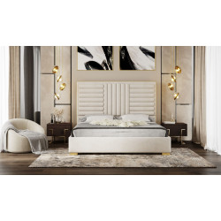 Modrest Daystar - Modern Beige Velvet & Gold Bed