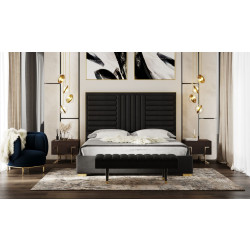 Modrest Daystar - Modern Black Velvet & Gold Bed