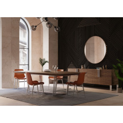 Modrest Gilroy - Modern Walnut & Stainless Steel Dining Table