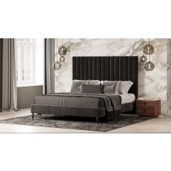 Modrest Hemlock Modern Dark Grey Velvet Bed