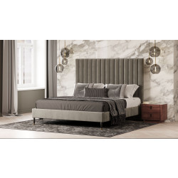 Modrest Hemlock - Modern Light Grey Velvet Bed
