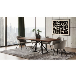 Modrest Keanna - Modern Industrial Walnut & Black Dining Table