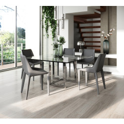 Modrest Keaton - Square Modern Glass + Stainless Steel Dining Table