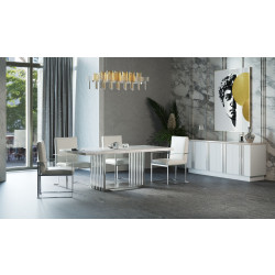 Modrest Kingsley Modern Marble & Stainless Steel Dining Table