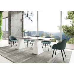 Modrest Latrobe - Modern Extendable Quartz Stone & Glass Dining Table