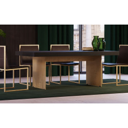 Modrest Perret - Glam Black Ash & Brushed Brass Dining Table