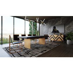 Modrest Perret - Large Glam Black Ash + Brushed Brass Dining Table