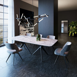 Modrest Stetson - Modern White Ceramic & Smoked Ash Dining Table
