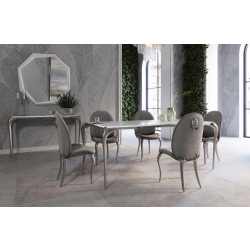 Modrest Vince - Modern Faux Marble & Stainless Steel Dining Table
