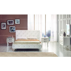 Modrest Monte Carlo - Leatherette Modern Bed with Crystals