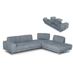 Coronelli Collezioni Mood - Contemporary Blue Leather Right Facing Sectional Sofa