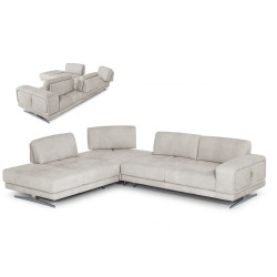 Coronelli Collezioni Mood - Contemporary Light Grey Leather Left Facing Sectional Sofa