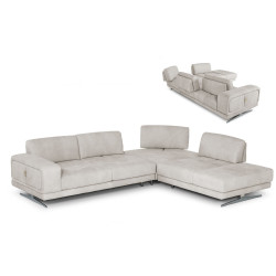 Coronelli Collezioni Mood - Contemporary Light Grey Leather Right Facing Sectional Sofa