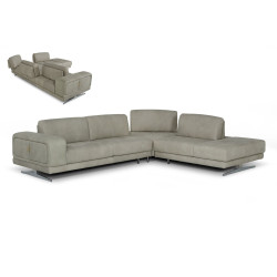 Coronelli Collezioni Mood - Contemporary Grey Cloud Leather Right Facing Sectional Sofa