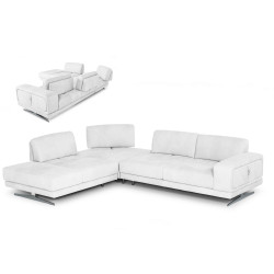 Coronelli Collezioni Mood - Italian White Leather Left Facing Sectional Sofa 