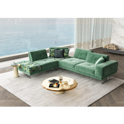 Coronelli Collezioni Mood - Italian Green Velvet Left Facing Sectional Sofa 