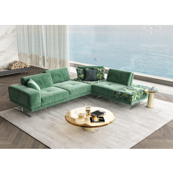Coronelli Collezioni Mood - Italian Green Velvet Right Facing Sectional Sofa 