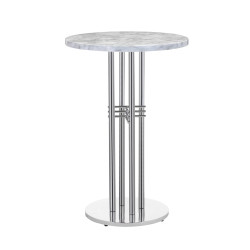 Modrest Munith - Modern White Marble & Stainless Steel Bar Table