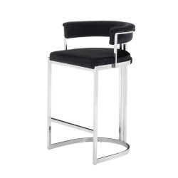 Modrest Munith - Modern Black Velvet & Stainless Steel Bar Chair