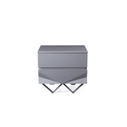 Modrest Duke Modern Grey & Black Gun Chrome Nightstand