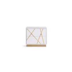 Modrest Nixa Modern Wide White and Gold Nightstand