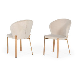Modrest Nadia - Modern Beige Velvet & Rosegold Dining Chair (Set of 2)