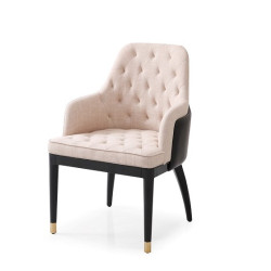 Modrest Nara - Glam Beige Fabric, Black Bonded Leather and Champagne Gold Dining Chair