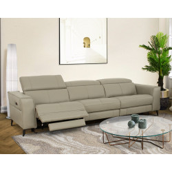 Divani Casa Nella - Modern Light Grey Leather Sofa w/ Electric Recliners