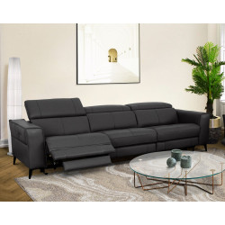 Divani Casa Nella - Modern Black Leather Sofa w/ Electric Recliners